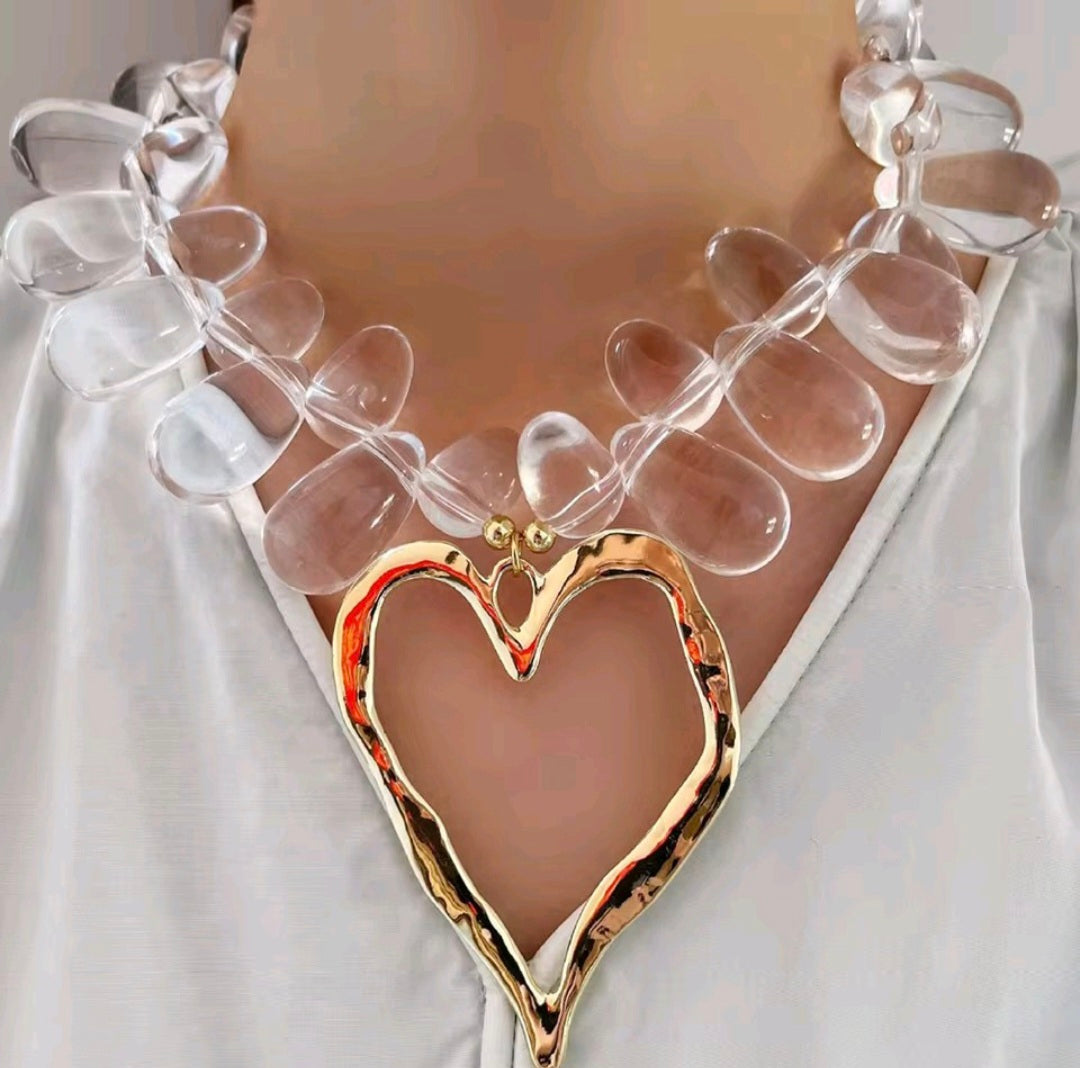 Collar Gotas De Agua Pendiente en Forma de Corazon