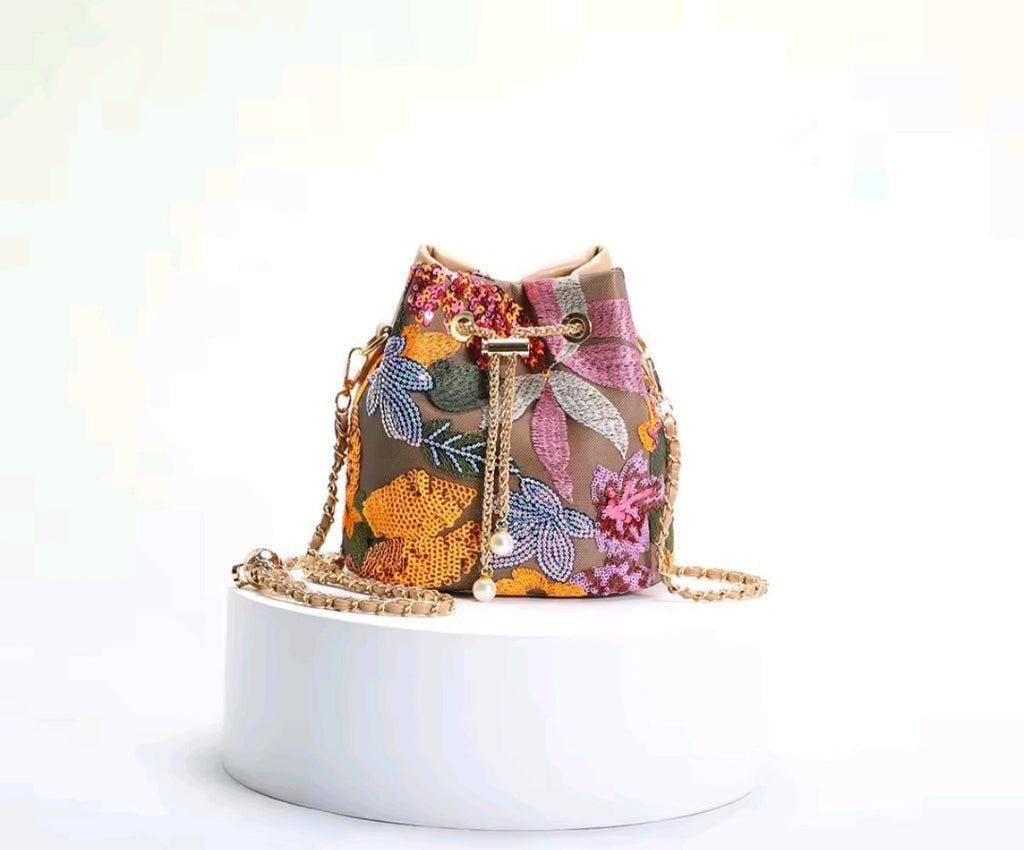 Cartera con Estampados Florales con lentejuelas
