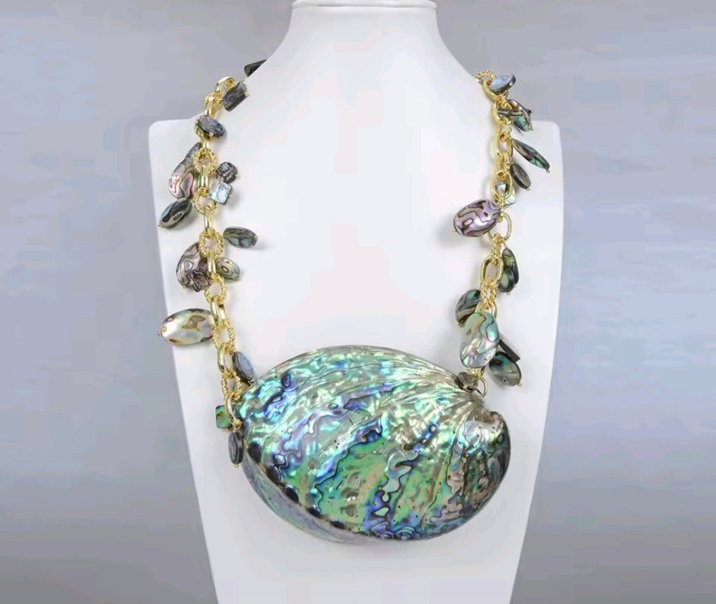 Collar de Concha de Abulón Arcoiris Natural