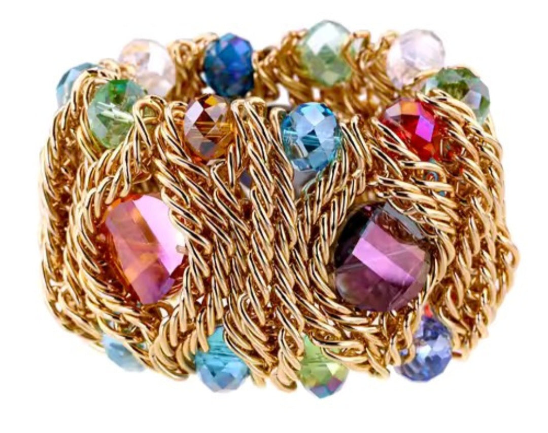Collar y Pulsera Multicolor en Cristal Hecho a Mano