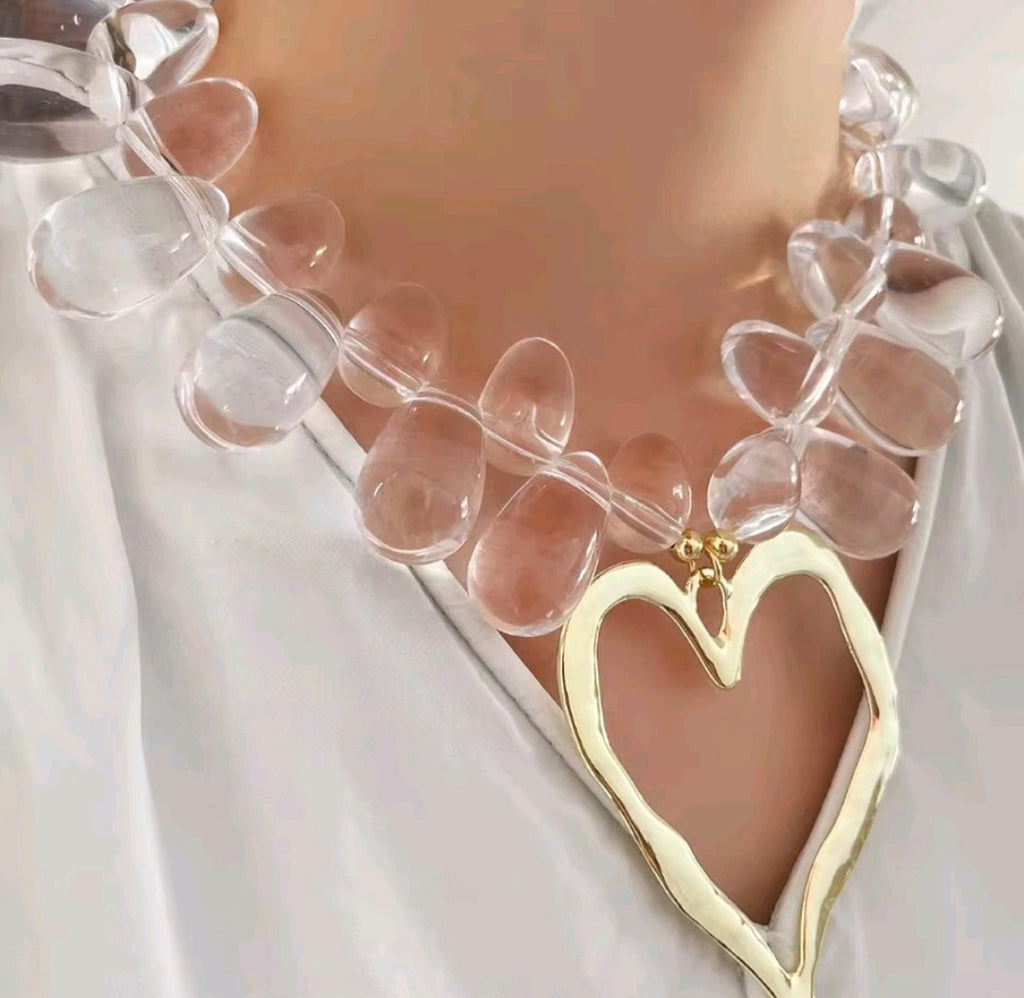 Collar Gotas De Agua Pendiente en Forma de Corazon
