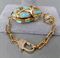 Pulsera Chips de Larimar Azul y Perla Natural