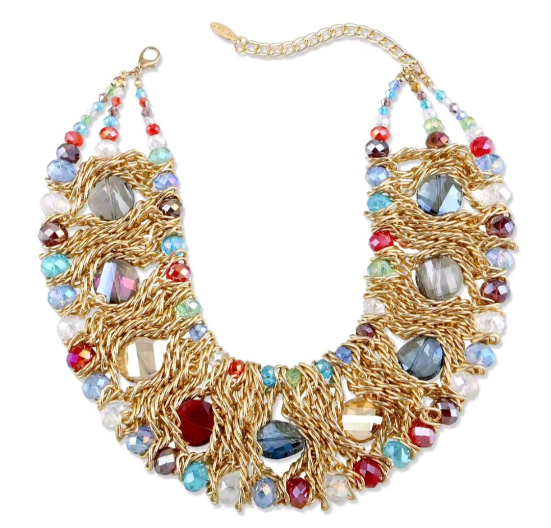 Collar y Pulsera Multicolor en Cristal Hecho a Mano