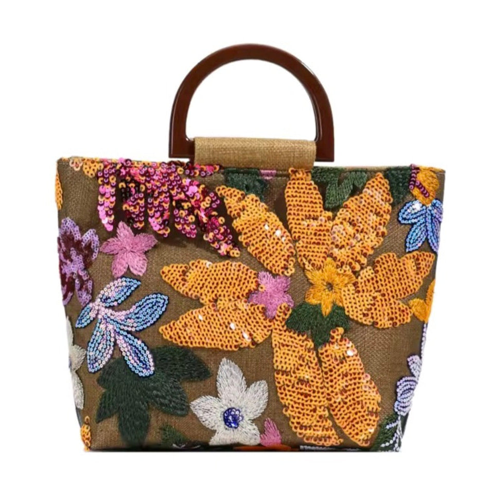 Cartera Estampados Florales y Lentejuelas