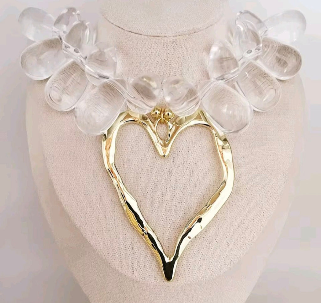 Collar Gotas De Agua Pendiente en Forma de Corazon