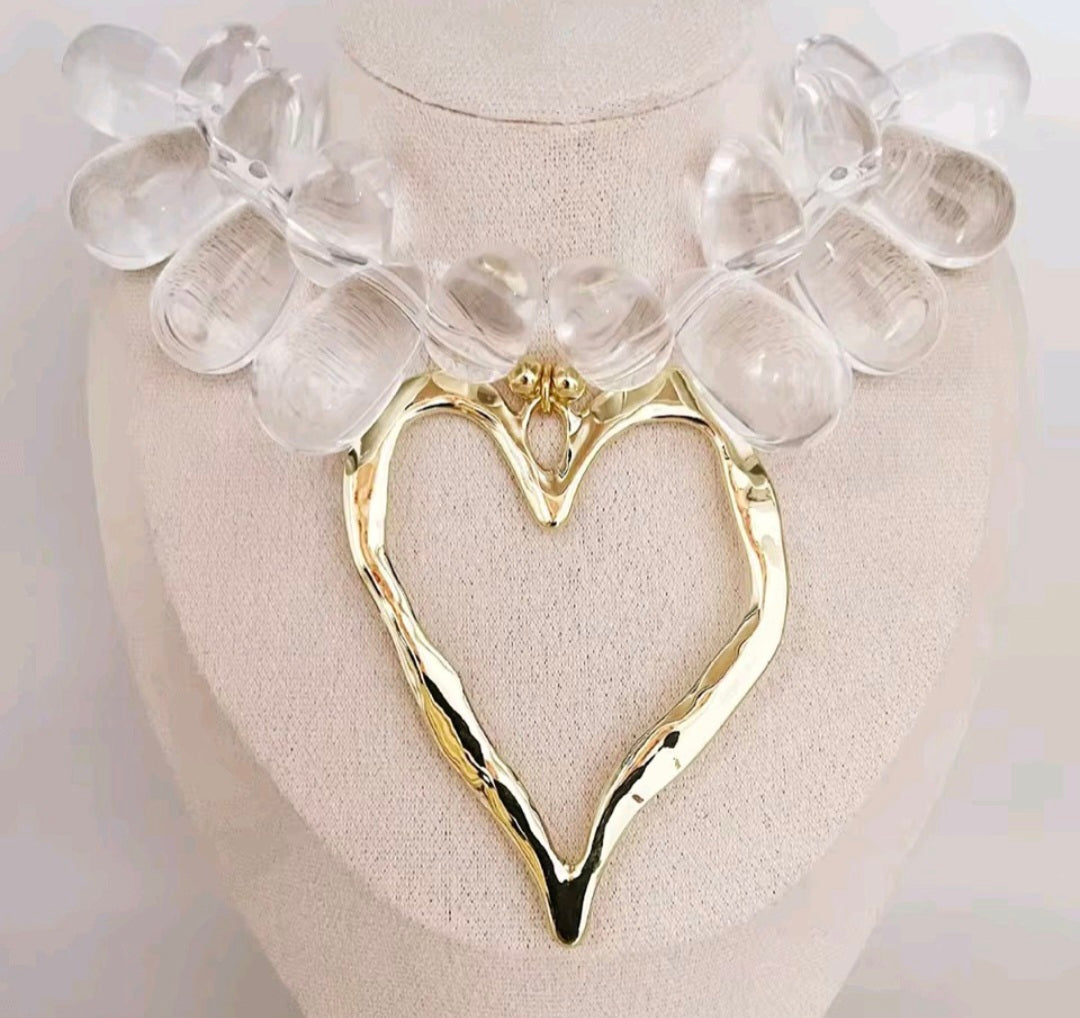 Collar Gotas De Agua Pendiente en Forma de Corazon