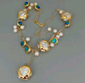 Crital Murano Azul Perlas de Agua Dulce Necklace