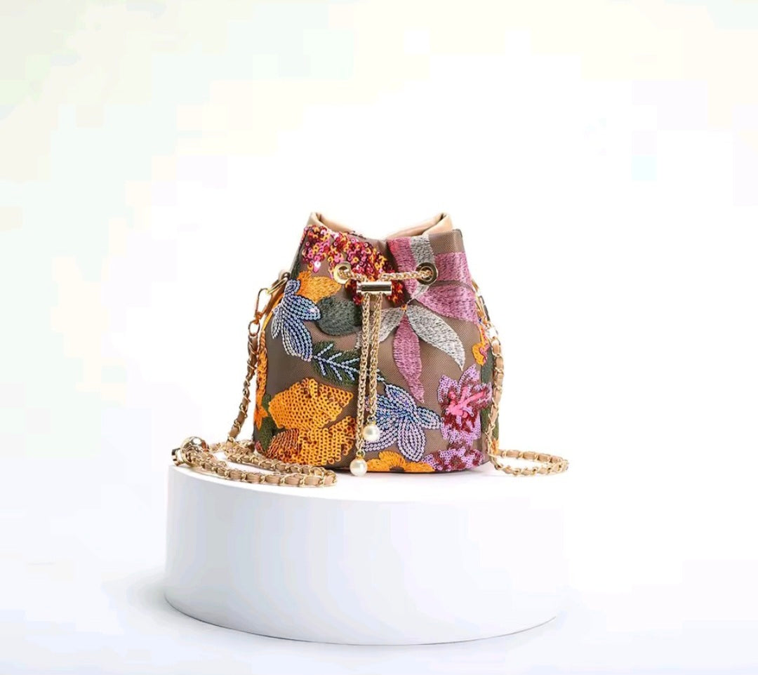 Cartera con Estampados Florales con lentejuelas