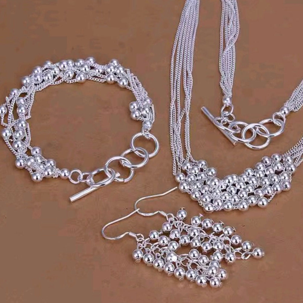 Set Collar, Pantallas y Pulsera Plata 925