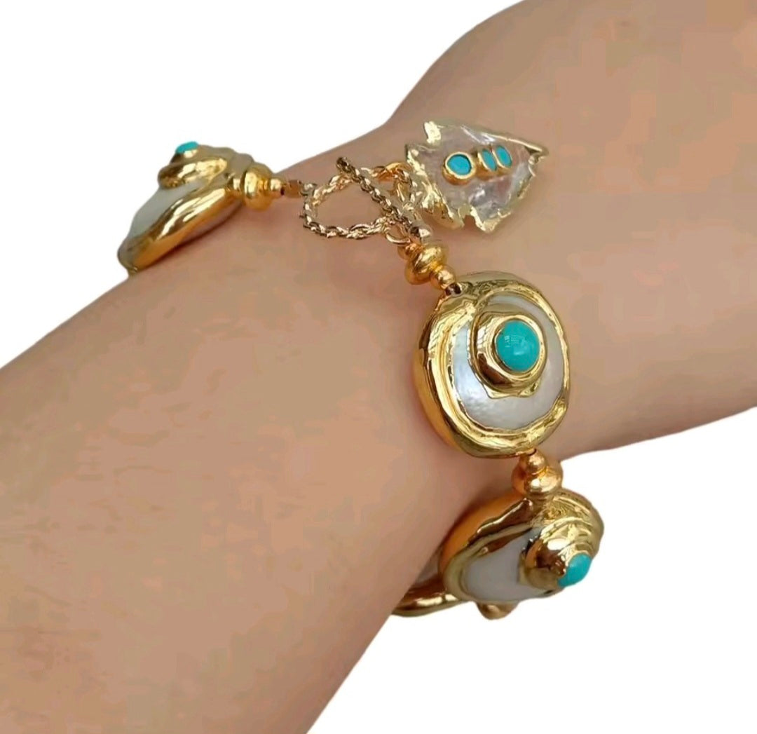 Punta de Flecha Cuarzo y Perla Natural Bracelet