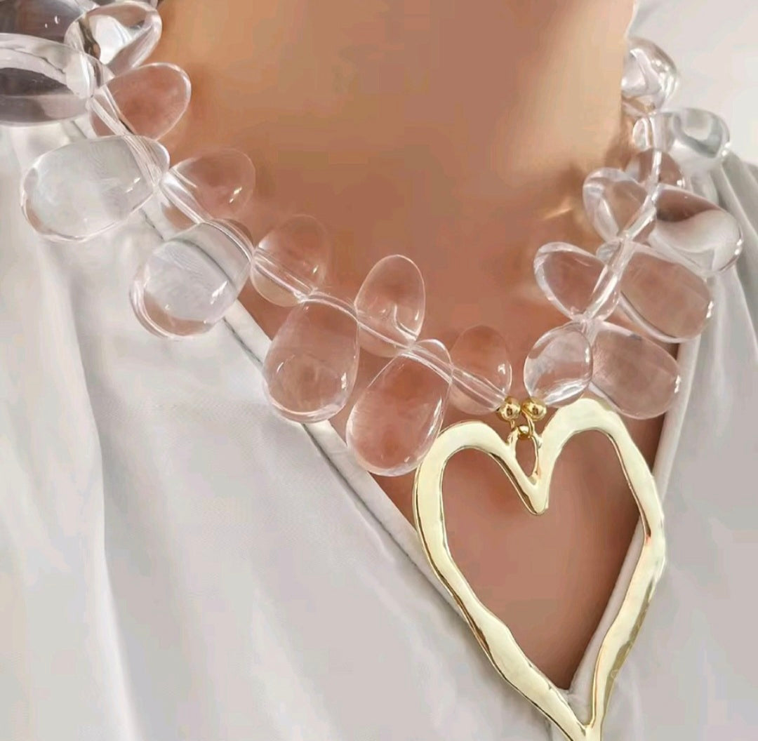 Collar Gotas De Agua Pendiente en Forma de Corazon