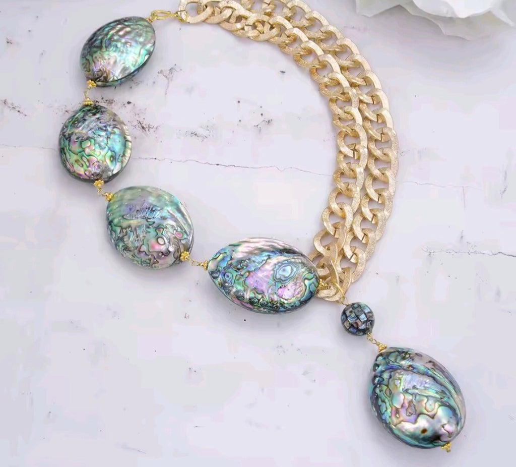 Collar con Conchas Naturales y Cadena Chapado en Oro