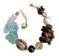 Set Pantalla y Pulsera Cuarzo Rosa, Perla de Agua Dulce Natural y Ojo de Tiguere